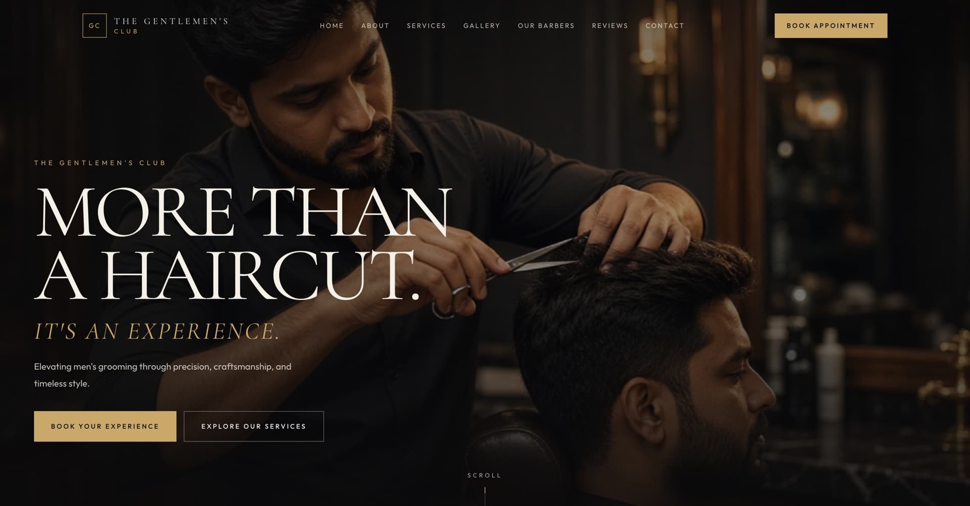 The Gentlemen's Club — Premium Men's Salon Website product screenshot